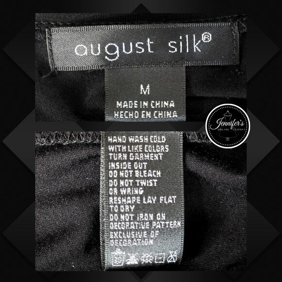 August Silk Black V Neck Embellished Gold Circle Necklace Knit Top Size Medium - Picture 8 of 10